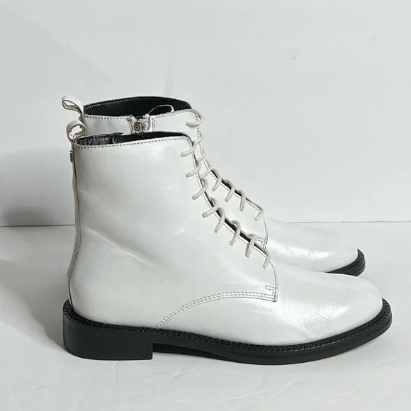 Nwot Sam Edelman Nina White Combat Leather Military Boots